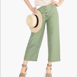 J. Crew Olive Hight-rise Wide-leg Chino pant